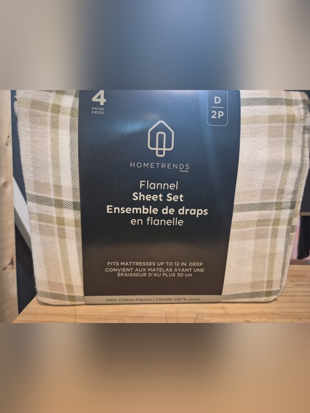 HomeTrends 100% Cotton Aberden Plaid 4pc Flannel Sheet Set - Plaid Green & Cream